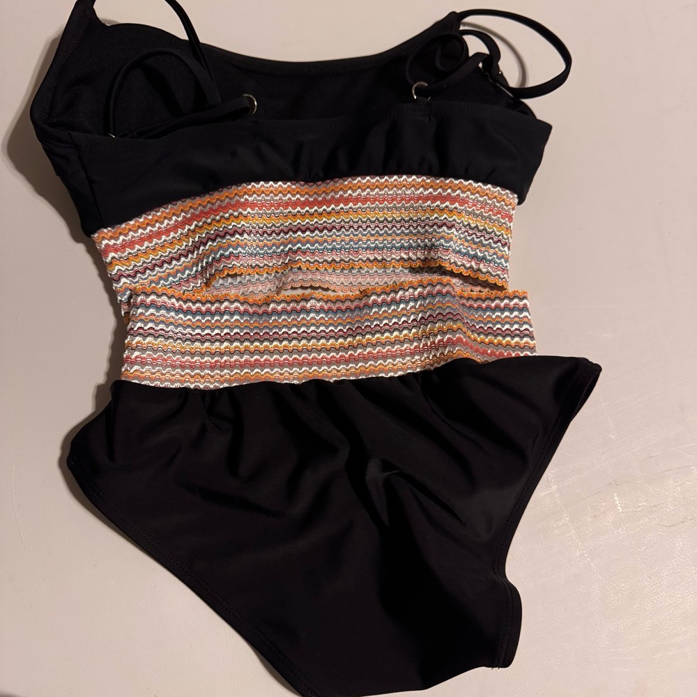Black Bikini with Colorful Trim Size XS